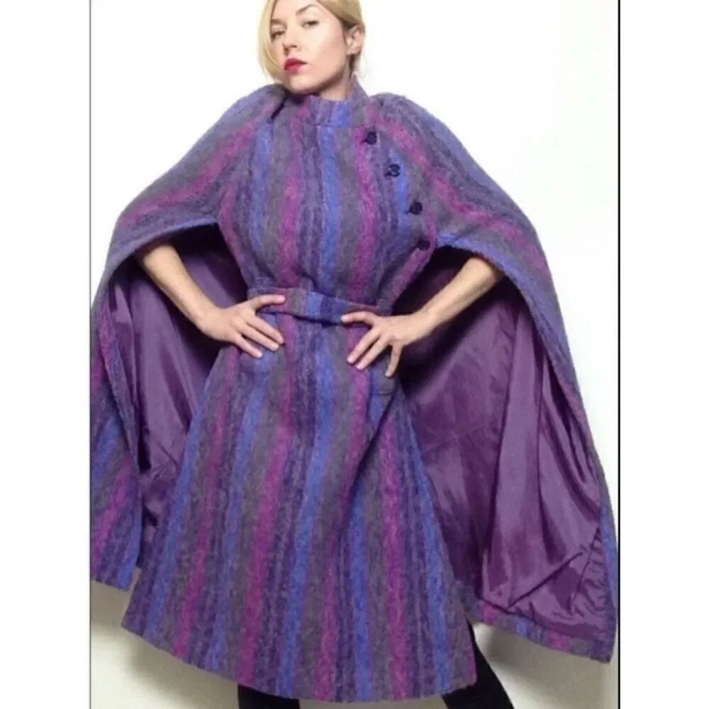 🛍️Jimmy Hourihan 1970s Irish Wool & Made in Ireland Cape/Coat RARE FIND Stunning - Picture 3 of 17